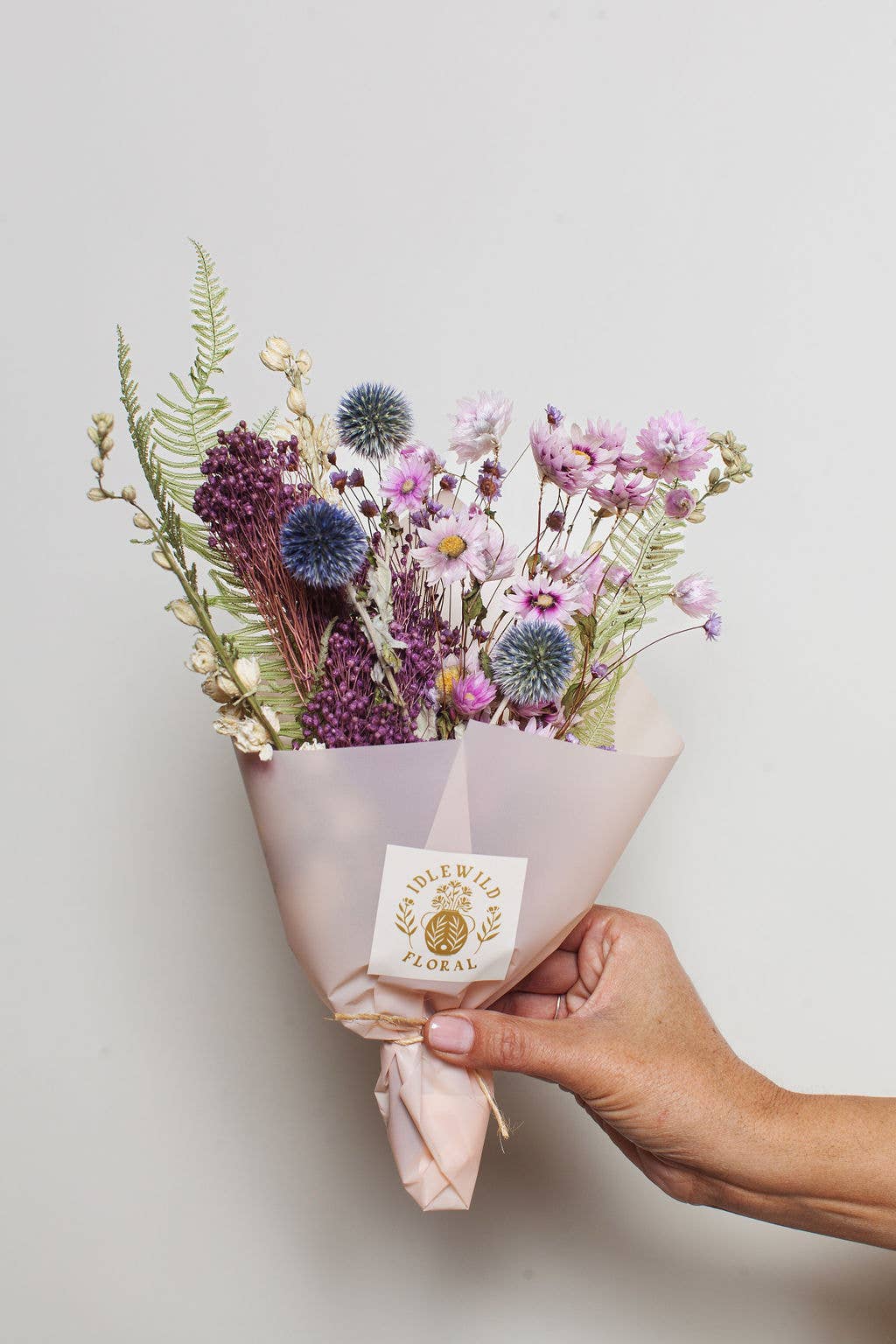 Purple & Green Dried Flower Bouquet (mini)
