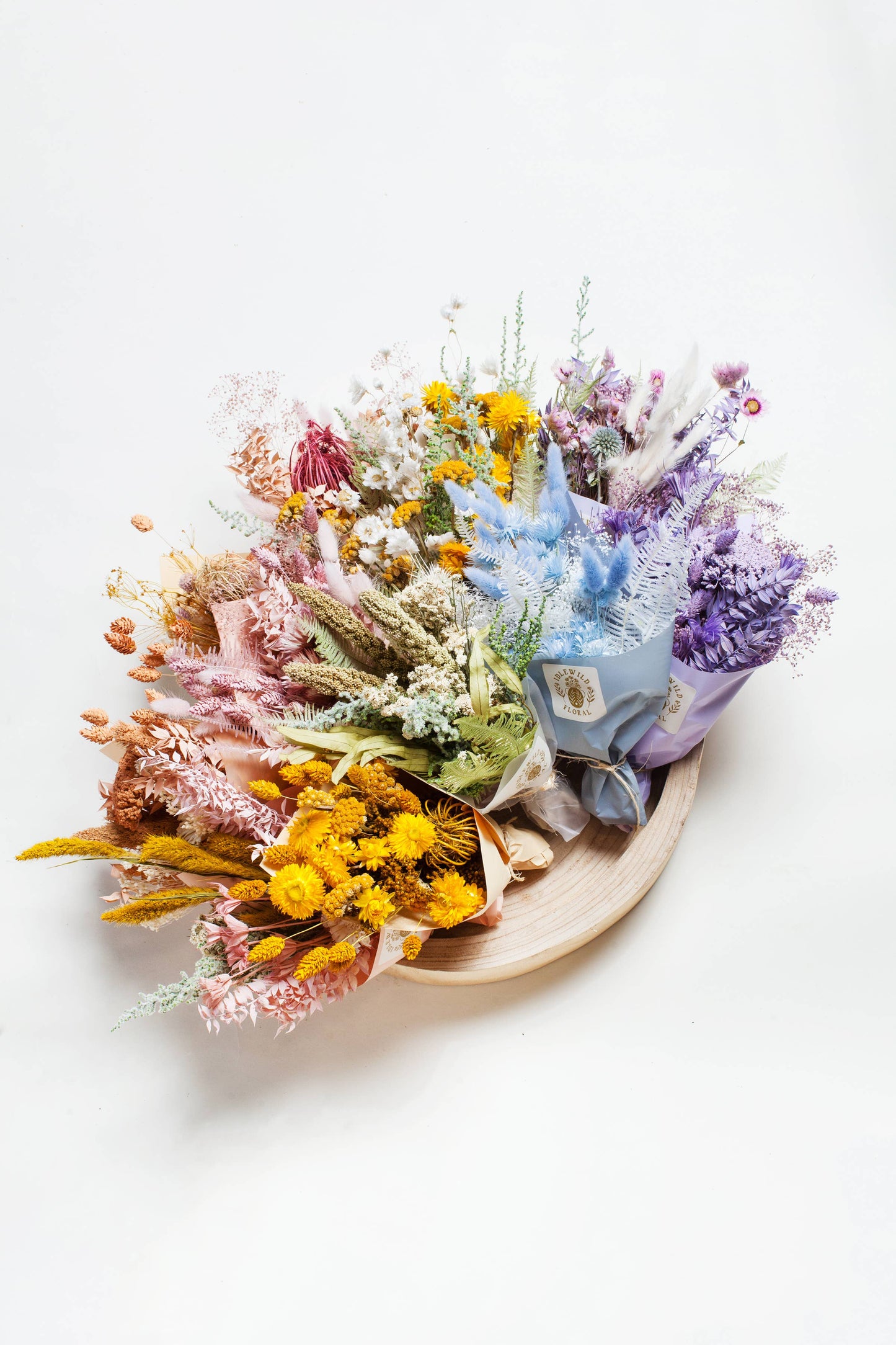 Monochrome Mini Dried Flower Bouquets