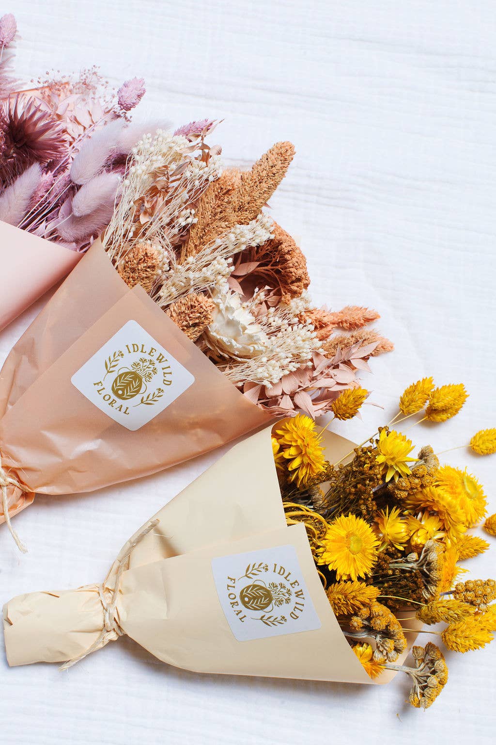 Monochrome Mini Dried Flower Bouquets