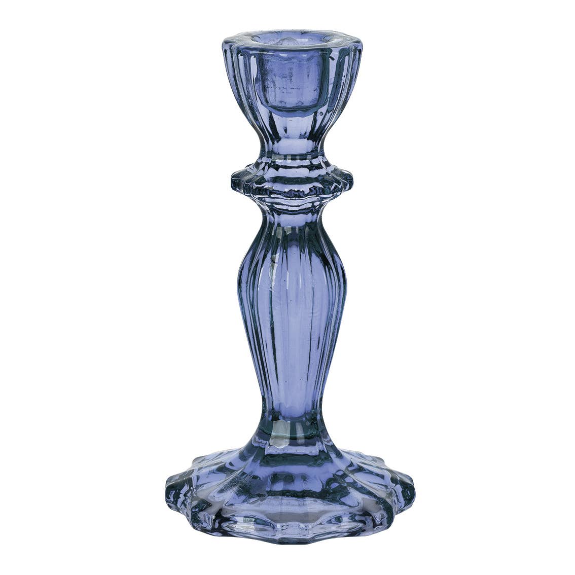 Navy Glass Candlestick Holder - Home Décor