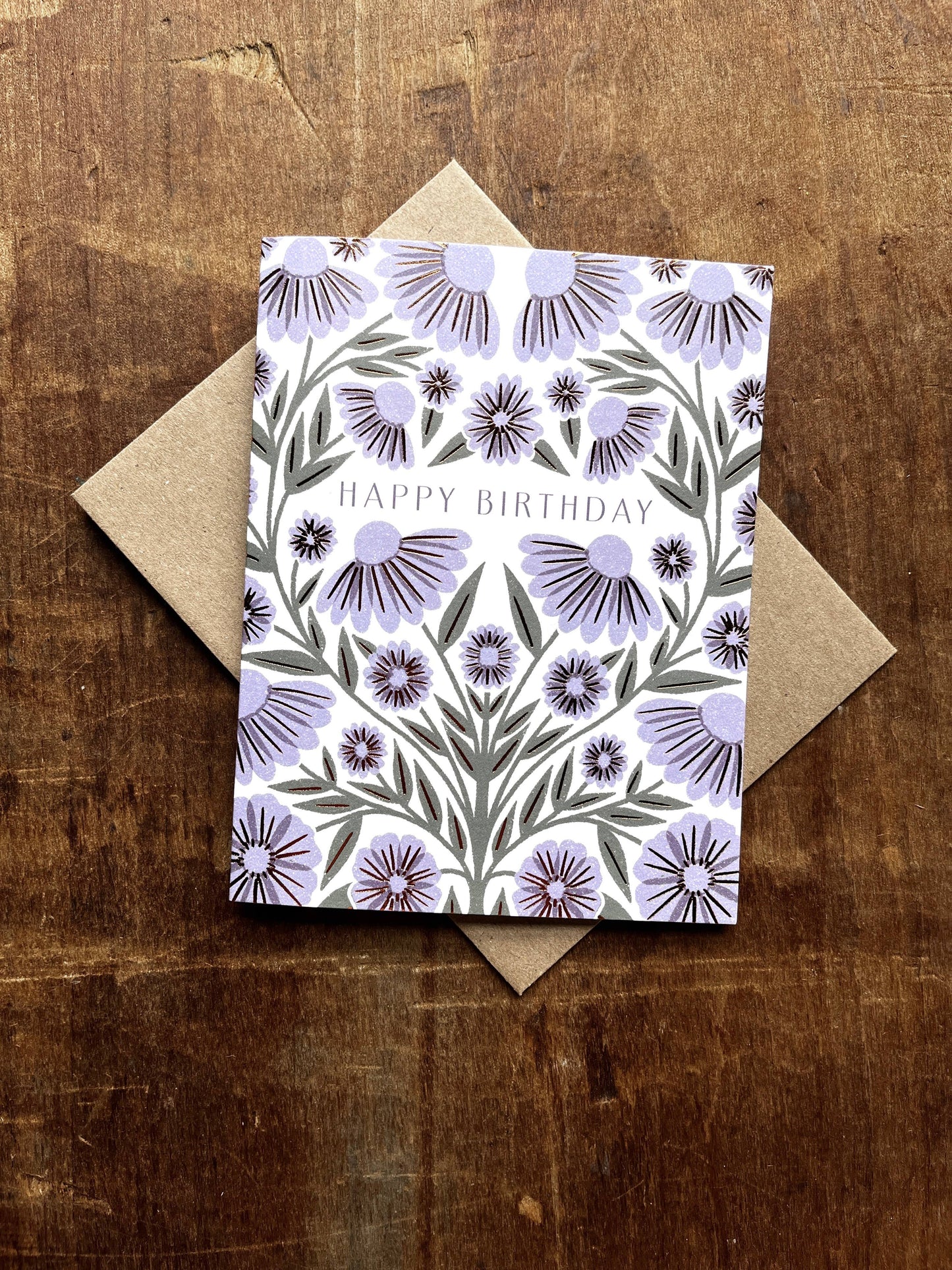 "Happy Birthday," Foil Stamped Card