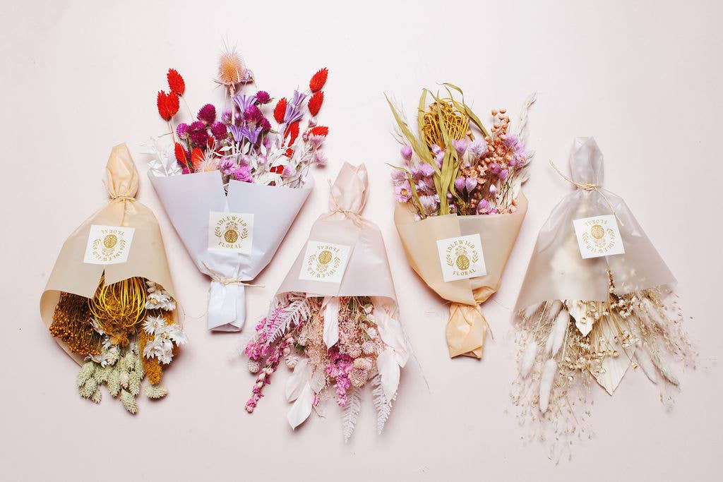 Purple & Green Dried Flower Bouquet (mini)