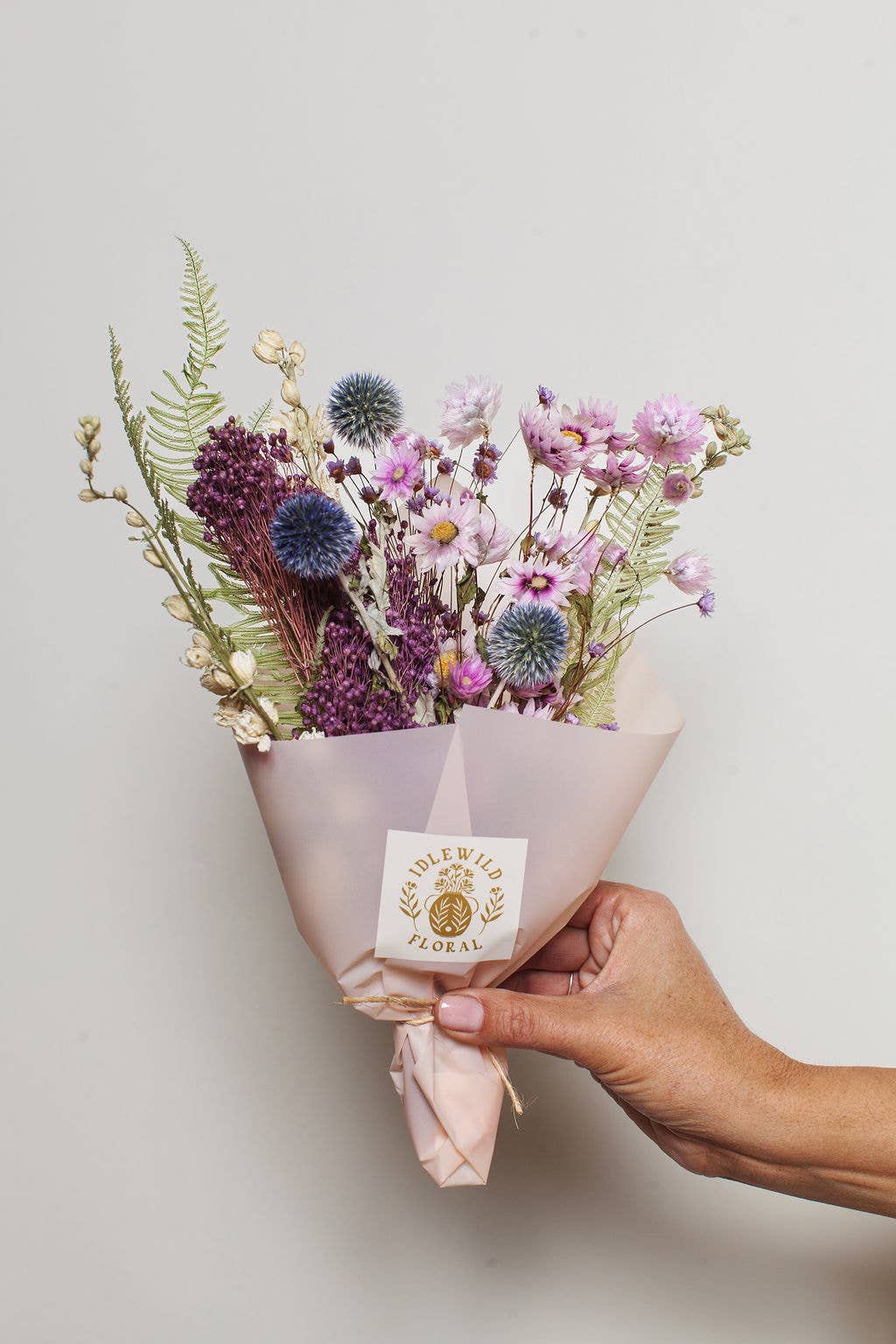 Purple & Green Dried Flower Bouquet (mini)