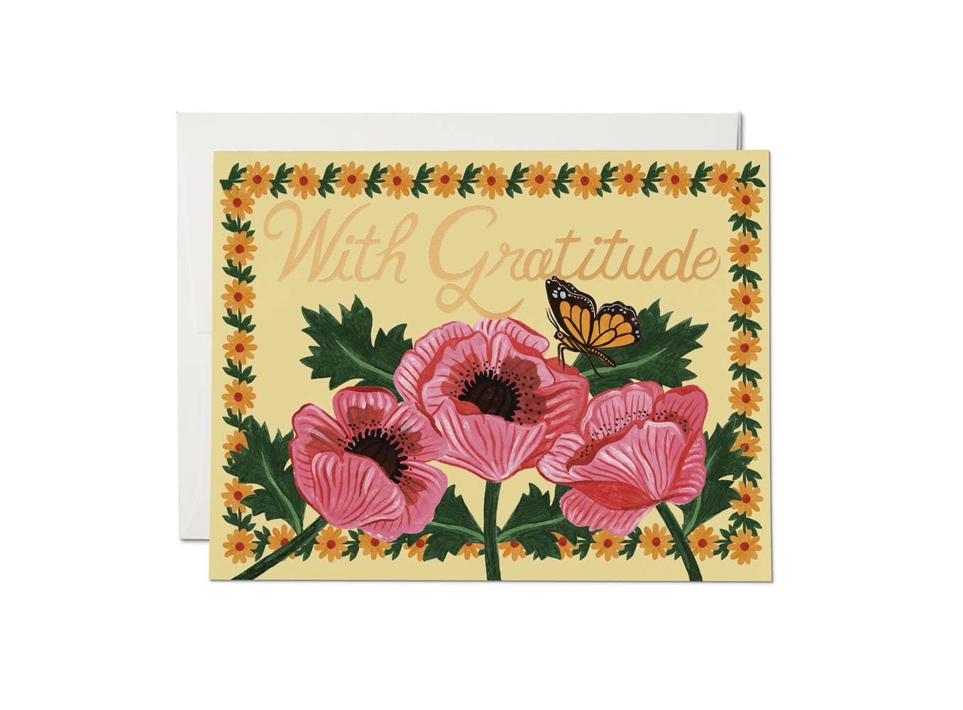 With Gratitude Poppies thank you greeting card