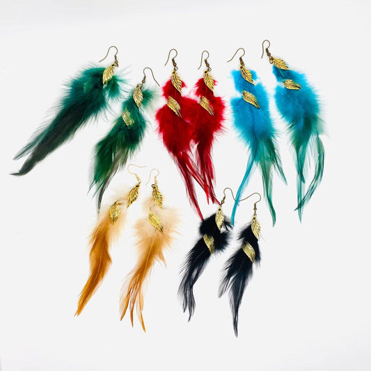 Multi-style Feather Pendant Dangle Earrings