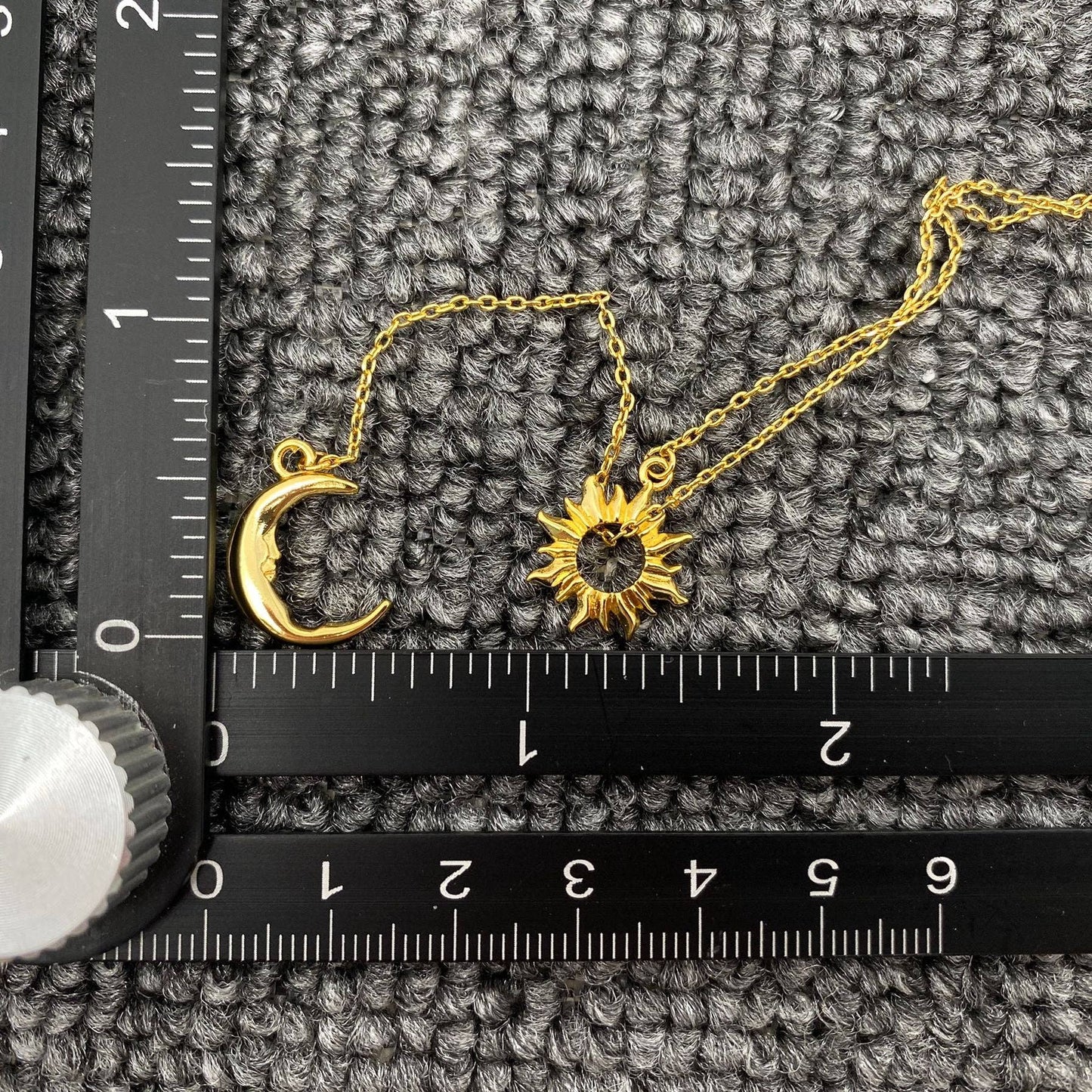 18K Gold Plated Sun Moon Lariat Necklace - MS