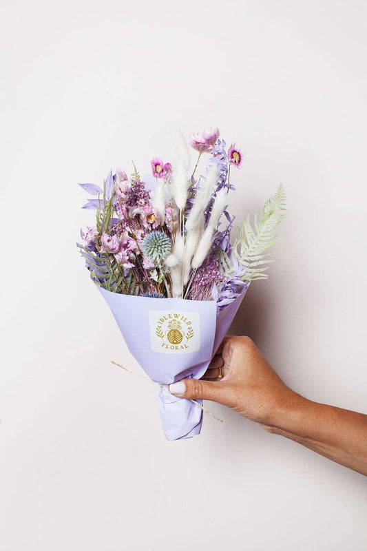 Purple & Green Dried Flower Bouquet (mini)